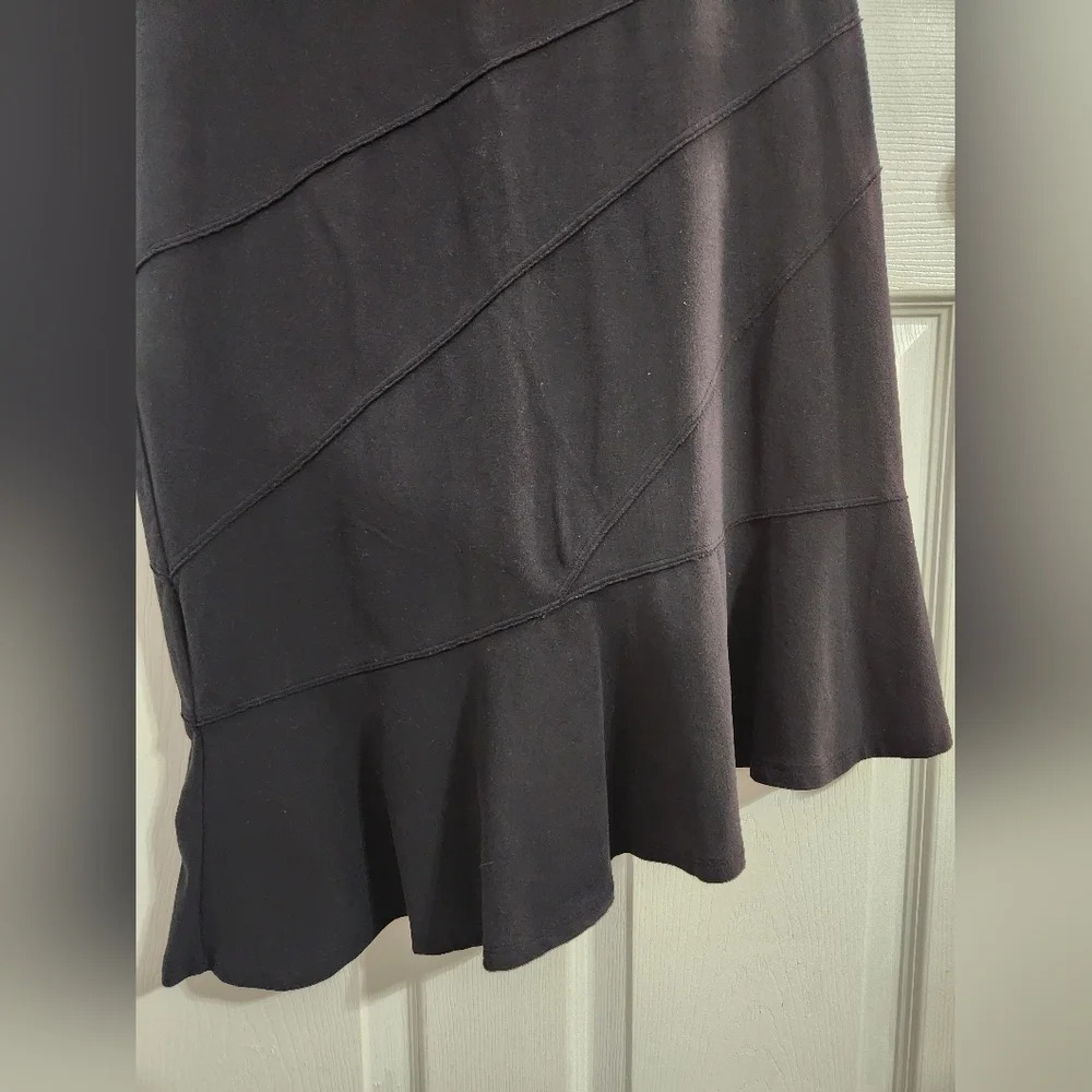 Athleta Crescendo Asymmetrical stretchdress black ruffle goth witchy size MP - Picture 10 of 11